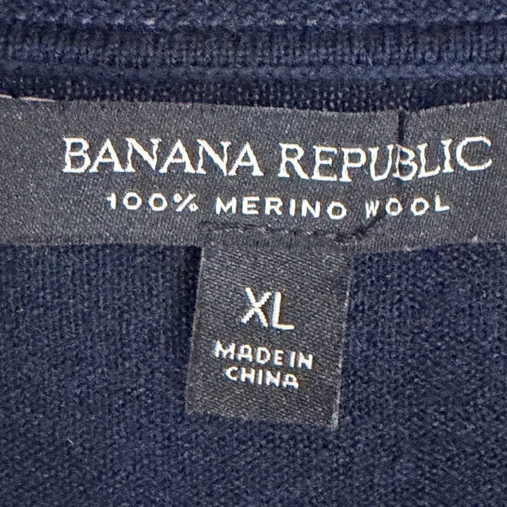 Banana Republic Merino Wool Pointelle Cardigan Sweater Womens Size XL Navy Blue - Picture 4 of 11